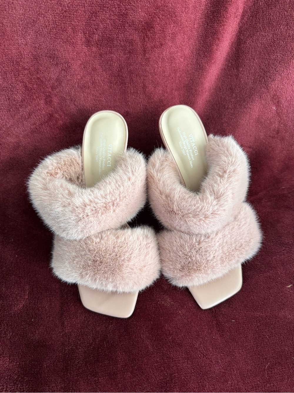 Chic Italian Plush Double-Band Slide Sandals in Blush